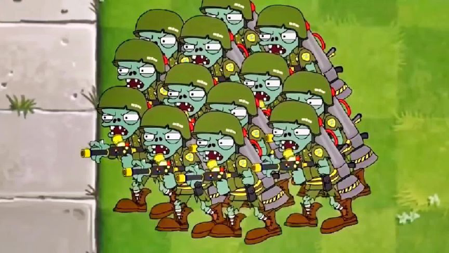 植物大战僵尸:僵尸军官召集僵尸大军,全军出击