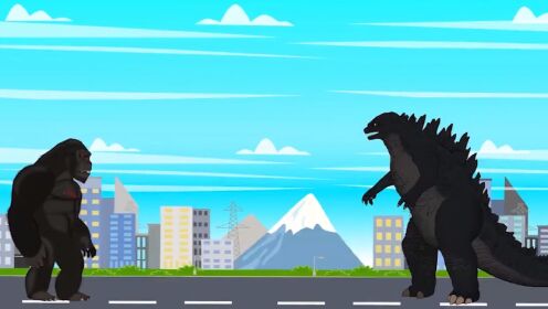 哥斯拉动画系列:哥斯拉与金刚联手对战巨猫和机械哥斯拉,胜利来之不易