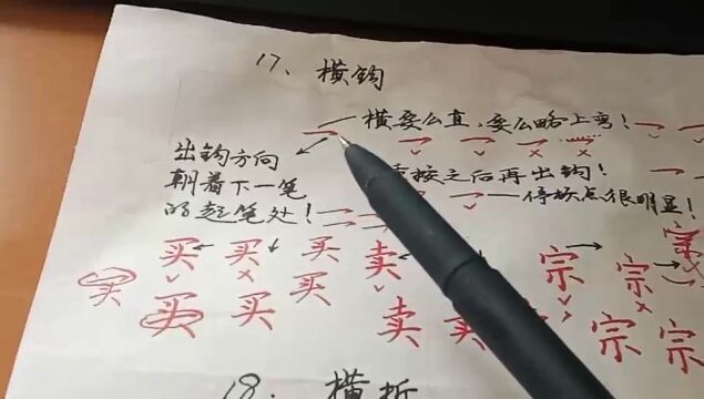 怪不得写不好字,一直就没有写对这个笔画,“横钩”正确漂亮写法