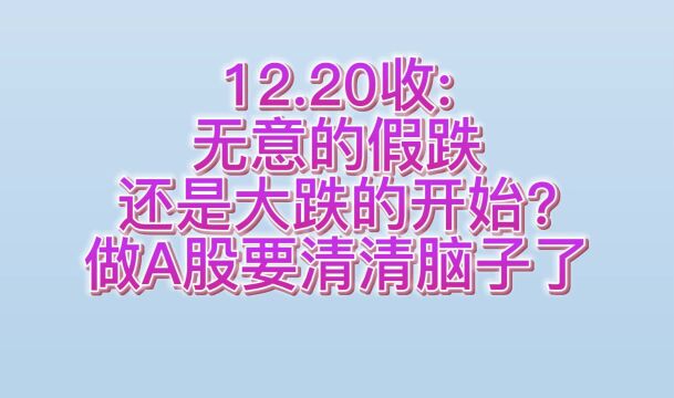 12.20收:无意的假跌还是大跌的开始?做A股要清清脑子了