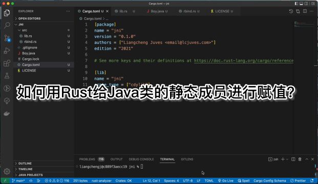 如何用Rust给Java类的静态成员进行赋值?