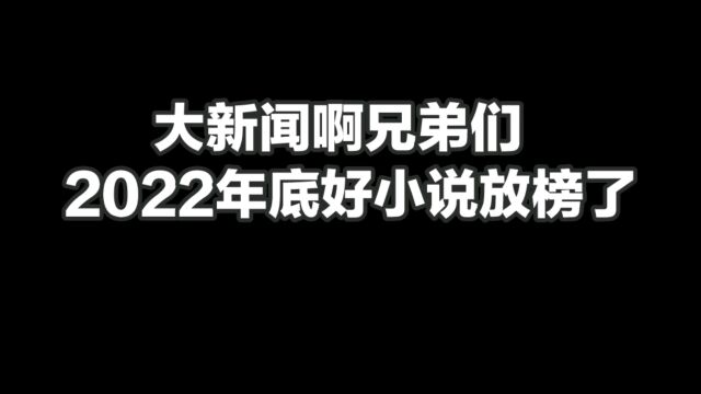 大新闻啊兄弟们,2022年度好小说放榜了