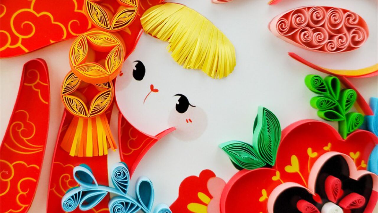 a4福兔卷纸部分视频衍纸材料包视频教程2