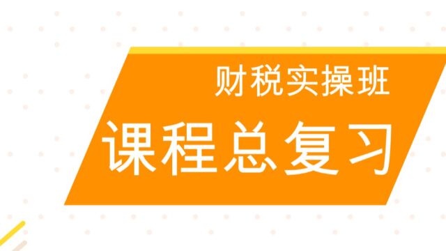 《财税实操班》 课程总复习