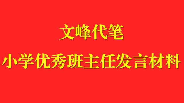 小学优秀班主任经验交流稿