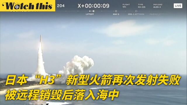 日本“H3”新型火箭再次发射失败 被远程销毁后落入海中