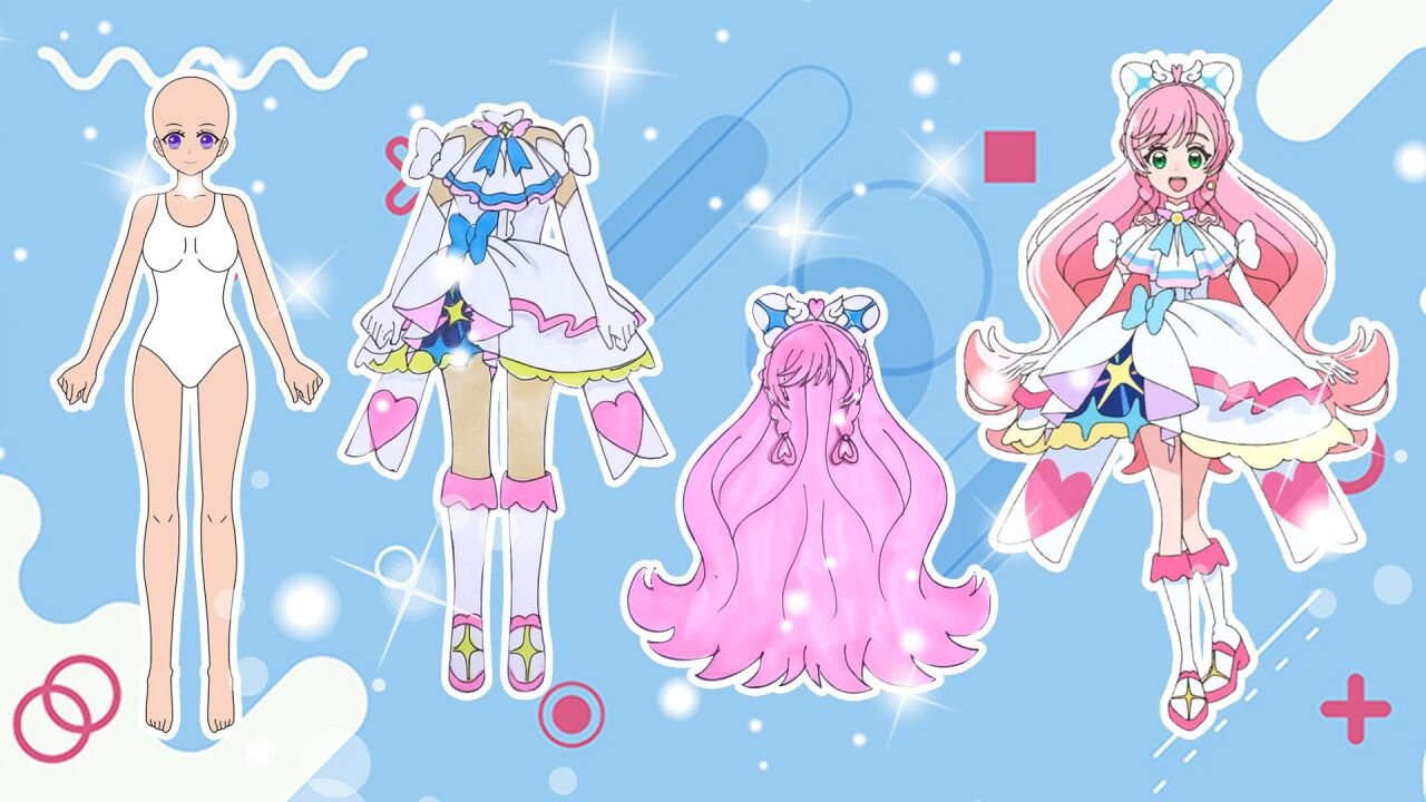 手工纸娃娃玩具:纸娃娃装扮,《光之美少女》棱镜天使装扮