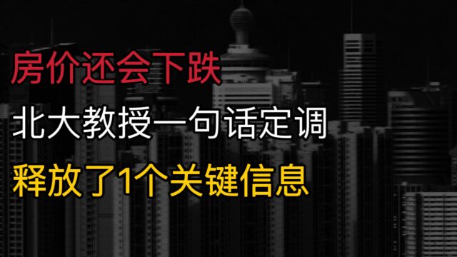 房价还会下跌?北大教授一句话定调,释放了1个关键信息