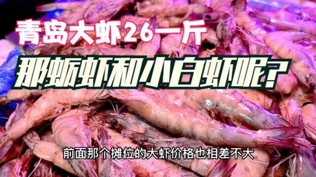 青岛早市,大虾26元、28元一斤,那蛎虾和小白虾的价格呢?