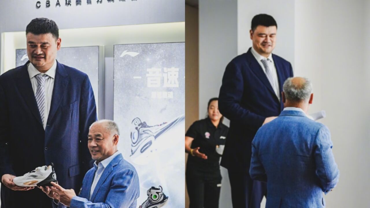 姚明亚运后不受外界影响,罕见与李宁同框,俩大佬上演最萌身高差