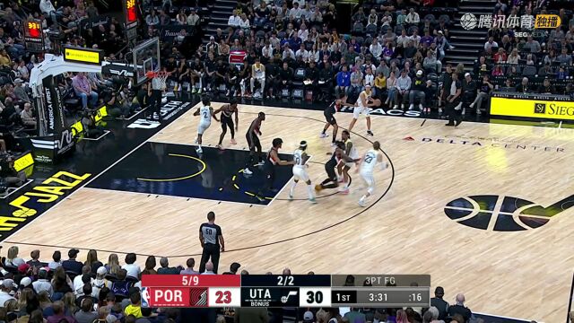 2023/24赛季NBA季前赛：开拓者 VS 爵士 全场回放