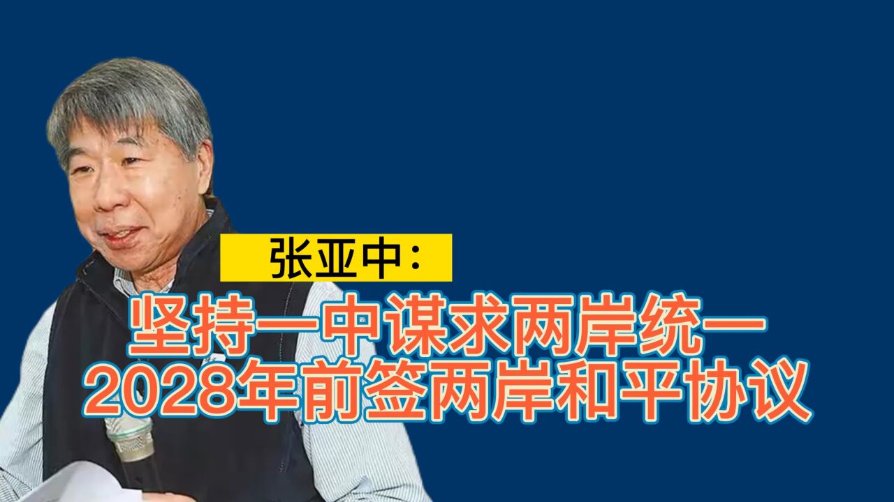 张亚中：坚持一中谋求两岸统一，2028年前签两岸和平协议_腾讯视频