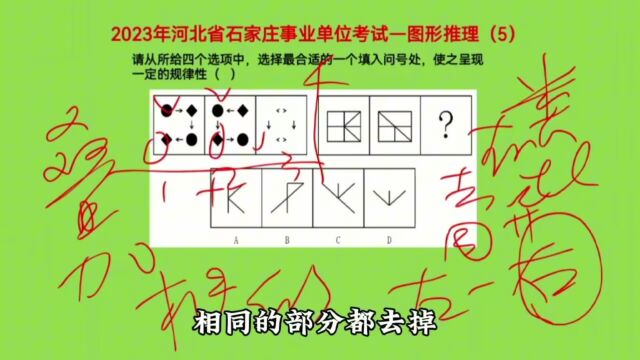 2023年河北省石家庄事业单位考试,图形推理5,考查图形叠加规律