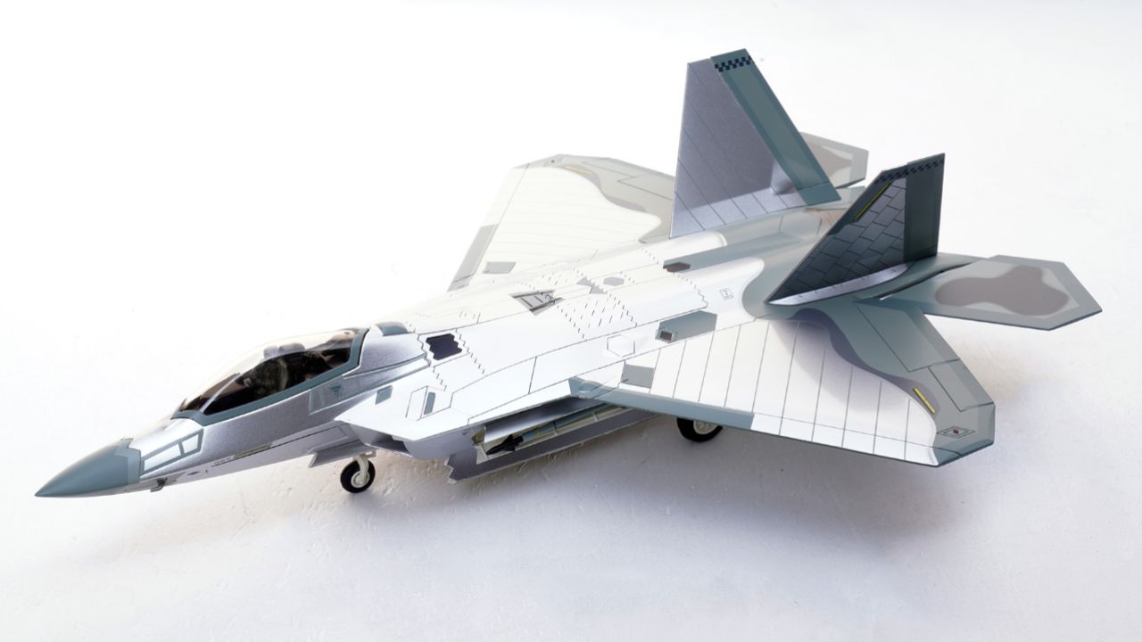 鏡面猛禽!hm 1/72 美軍f-22戰鬥機合金成品模型開箱測評