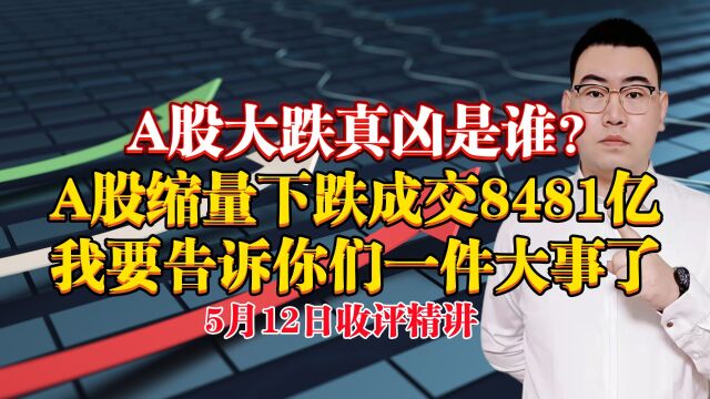 A股大跌真凶是谁?A股缩量下跌成交8481亿,我要告诉你真心话了!