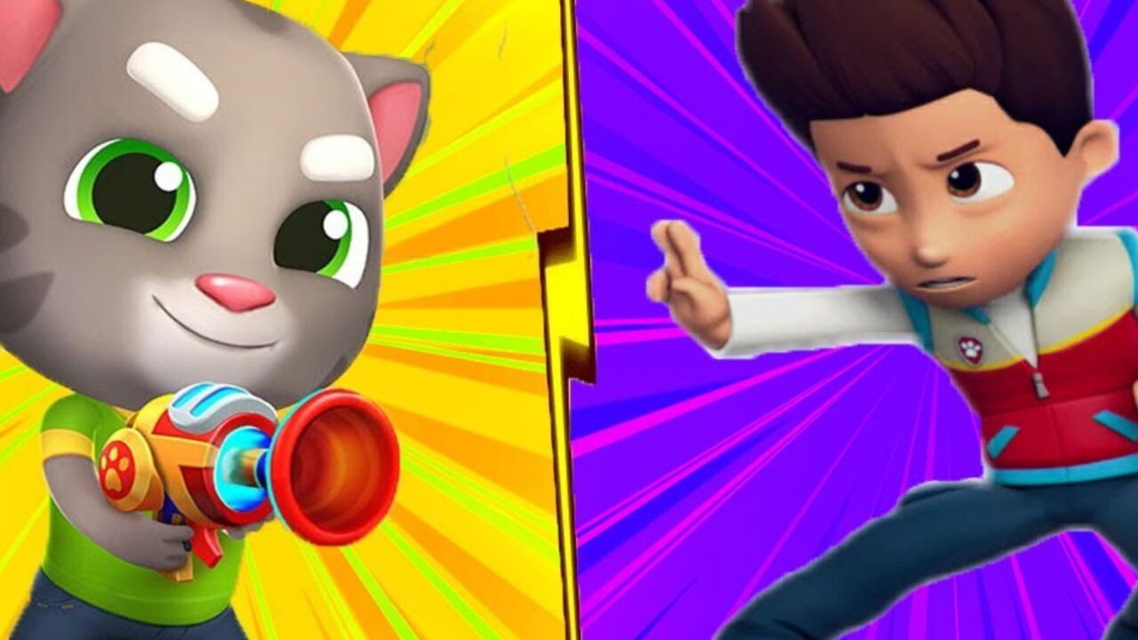 汤姆猫跑酷游戏 汤姆猫飞抢射击vs莱德跑酷比赛