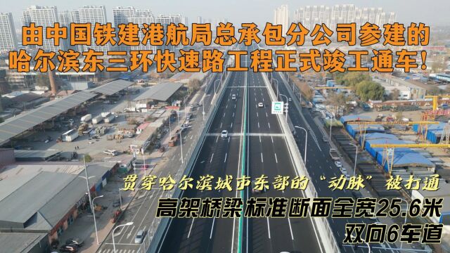 由中国铁建港航局总承包分公司参建的哈尔滨东三环快速路工程正式竣工通车