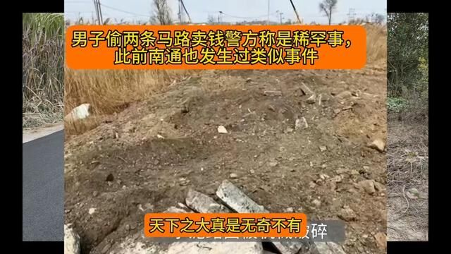 男子偷两条马路卖钱警方称是稀罕事,此前南通也发生过类似事件 #人居环境 #施工安全 #生态环境 #修路