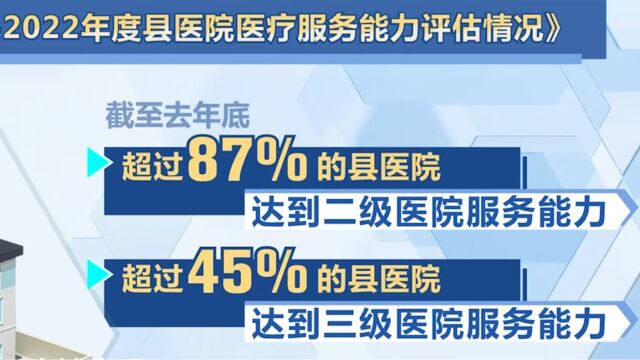 国家卫生健康委:超过45%的县医院达到三级医院服务能力