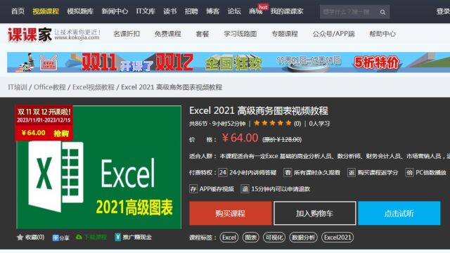 课课家学院Excel 2021 高级商务图表视频教程