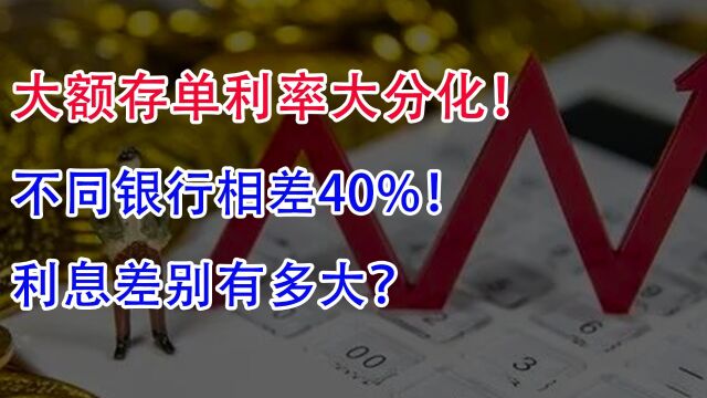 大额存单利率大分化,不同银行相差40%!利息差别有多大?