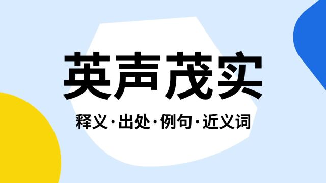 “英声茂实”是什么意思?