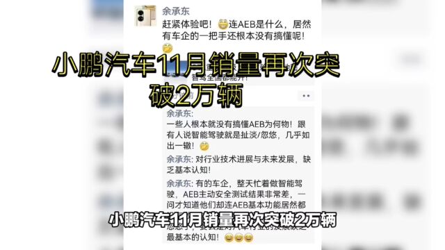 小鹏汽车11月销量再次突破2万辆