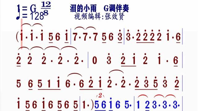 《泪的小雨》动态简谱G调伴奏完整版请点击上面链接 知道吖动态谱