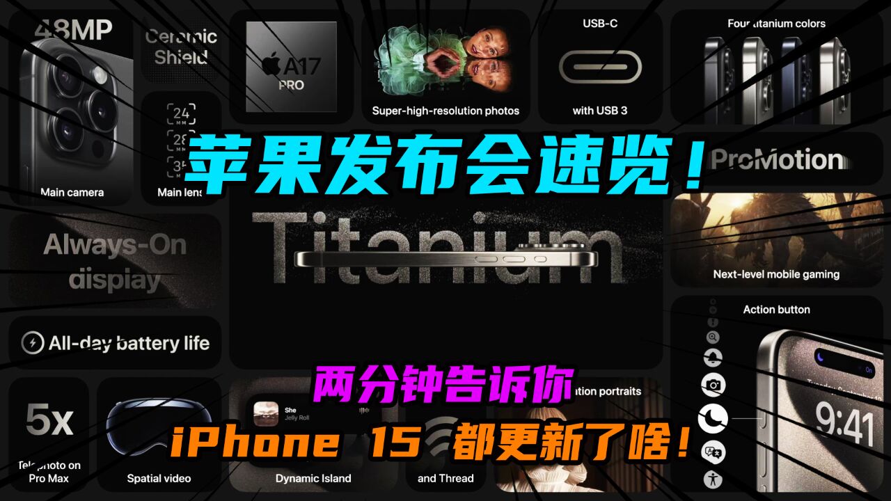 苹果发布会速览!两分钟告诉你iPhone15都更新了啥!_高清1080P在线观看平台_腾讯视频