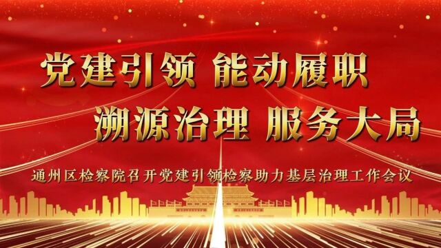 党建引领 能动履职 溯源治理 服务大局—— 通州区检察院召开党建引领检察助力基层治理工作会议