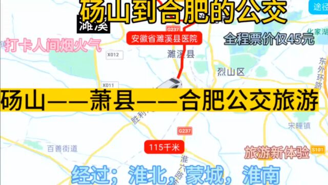 砀山到合肥的公交来了,全程票价才45元,经过;边走边玩的旅游.