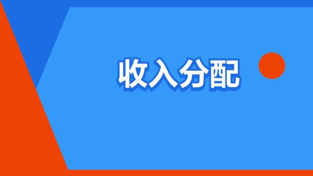 “收入分配”是什么意思?