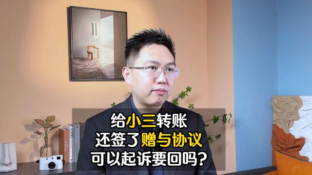 配偶给小三转账还签了赠与协议,可以起诉要回吗?