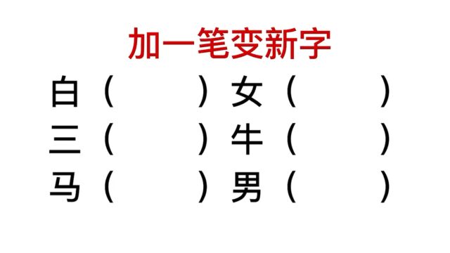 加一笔变新字:白,女,男,你全能做对吗