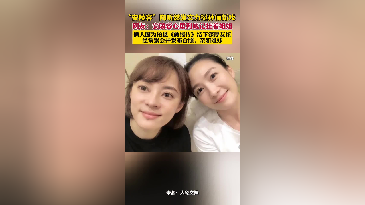 陶昕然发文力挺好友孙俪新戏,"安陵容心里到底记挂着姐姐"