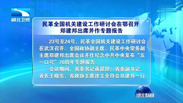 民革全国机关建设工作研讨会在鄂召开 郑建邦出席并作专题报告