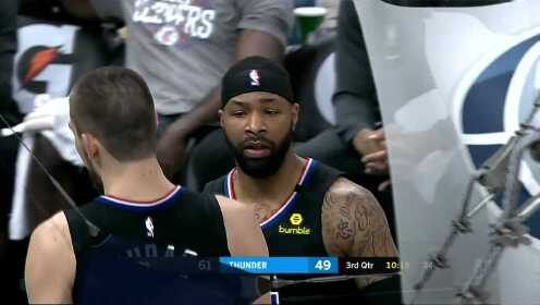 《NBA全场回放》【原声回放】快船vs雷霆第3节 保罗长传亚当斯单臂劈扣