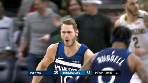 《NBA全场回放》【原声回放】鹈鹕vs森林狼第2节 霍乐迪对飙约翰逊各秀绝招连续刷网