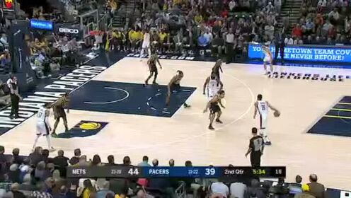 《NBA全场回放》【原声回放】篮网vs步行者第2节 丁威迪单骑闯关飞身抛投打板命中
