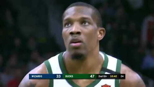 《NBA全场回放》【原声回放】奇才vs雄鹿第2节 米德尔顿晃倒对手飙射三分