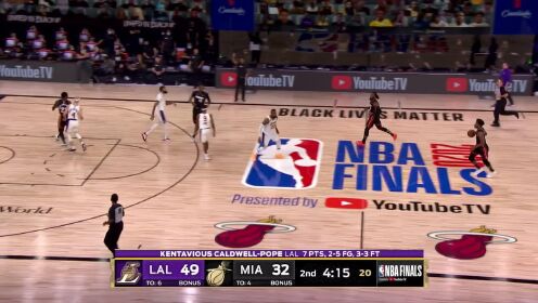 《NBA总决赛》浓眉防守端送大帽 波普反击追身强打2+1成功