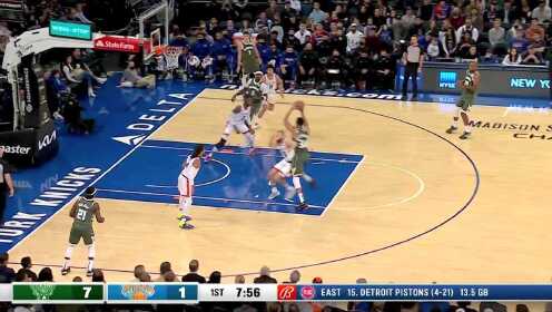 《NBA全场集锦》虚晃一枪声东击西 字母哥假突真传波蒂斯吃饼上篮