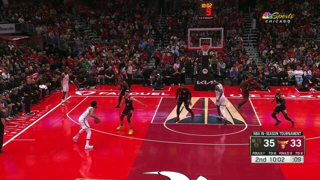篮网109-107公牛 公牛双枪空砍24+24拉文错失绝平2分