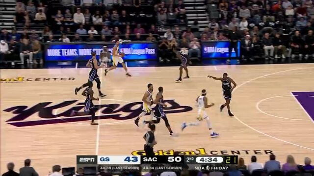 NBA常规赛：勇士vs国王第2节英文原声回放