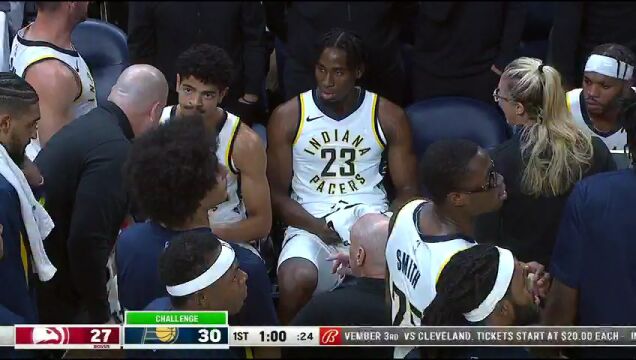 NBA季前赛：老鹰vs步行者第一节英文原声回放