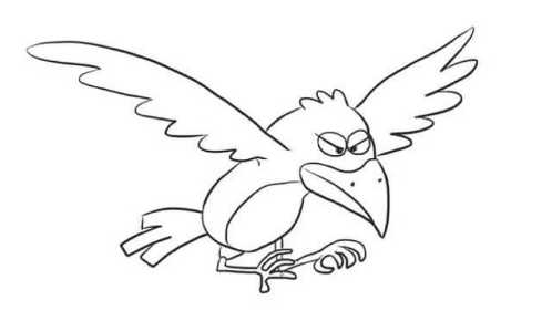 乌鸦图片简笔画飞过