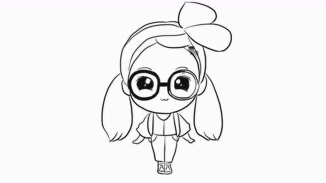可爱的q版眼镜妹卡通动漫简笔画
