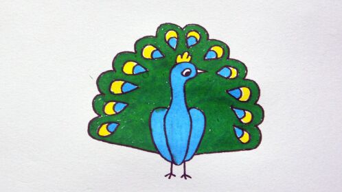 儿童简笔画孔雀教孩子简单画出孔雀开屏简笔画