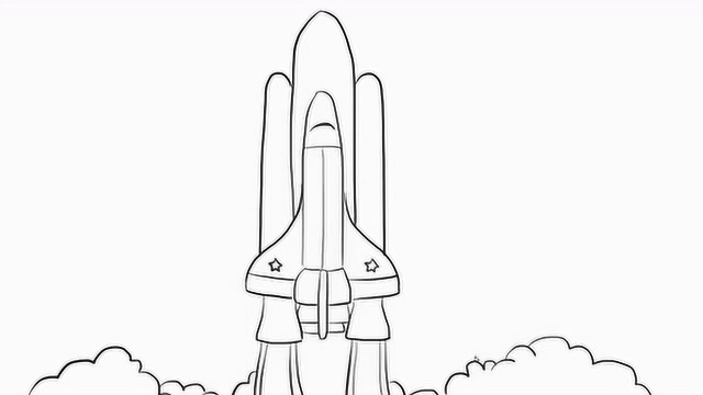 发射中的宇宙飞船儿童亲子简笔画宝宝轻松学画画