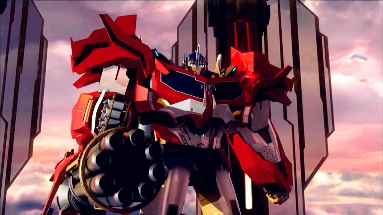 擎天柱借天骄之锤复活,进化出飞行器和加特林,吓尿威震天!